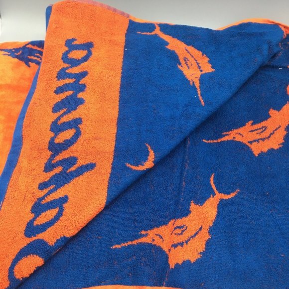 Tommy Bahama Bath Tommy Bahama Marlin Logo Beach Towel Blue Orange Fish Ocean Pool 36x68